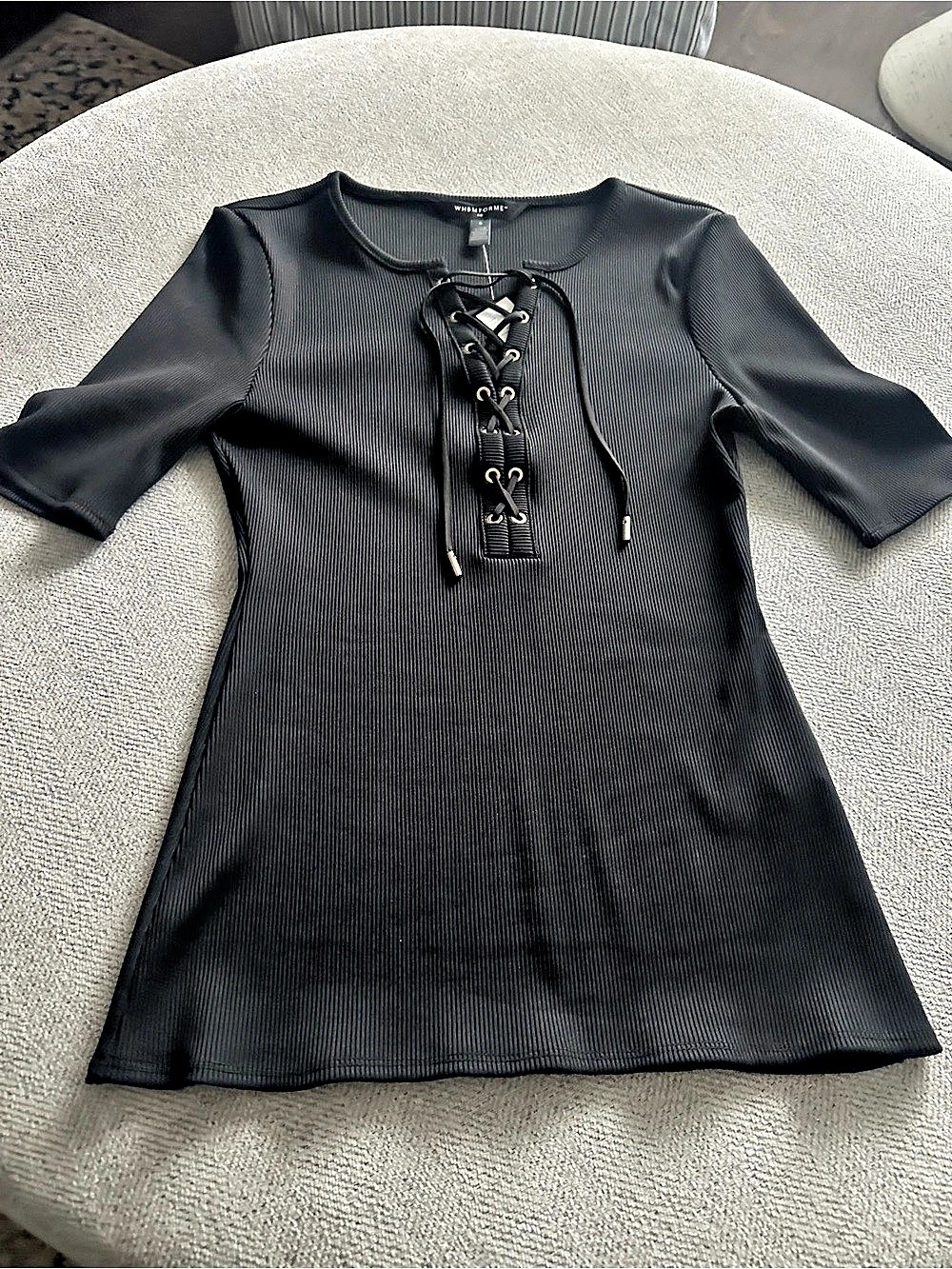 WHBM Lace-Up Black Top - Size Small NWT